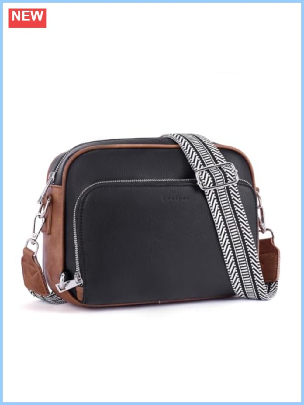 Vegan Leather Crossbody Purse Anti Theft RFID Built In Wallet Guitar Strap